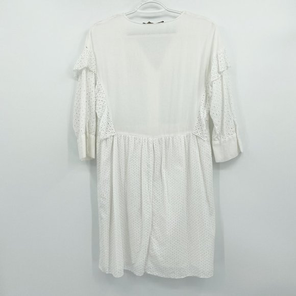 ZARA Basic White Poplin Eyelet Dress Cottage Core - Picture 6 of 7